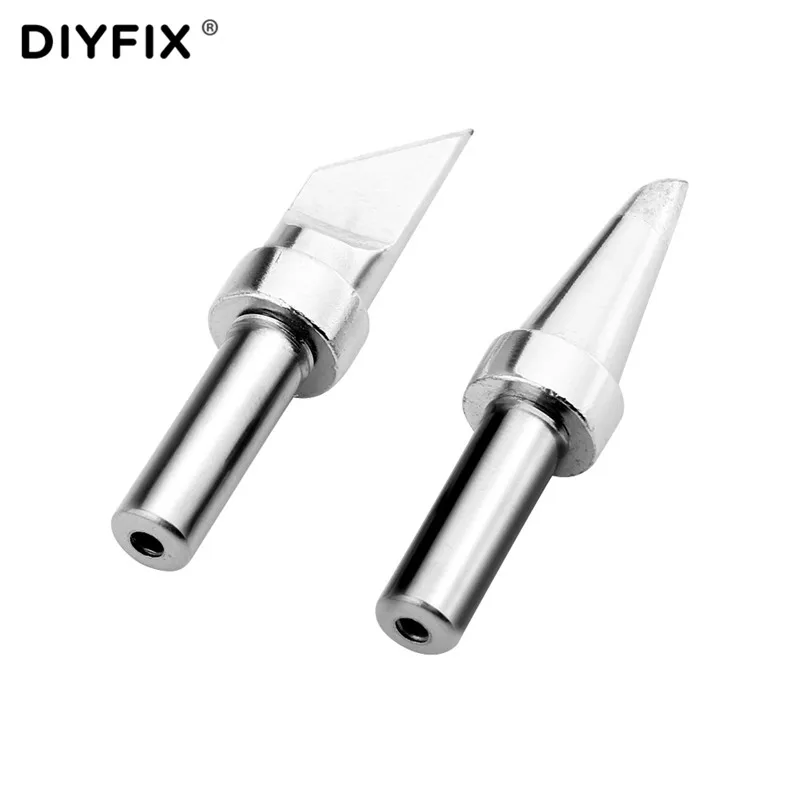 Diyfix 2Pcs Soldeerbout Tip Niet-magnetische Voor Soldeer Station Gereedschap Cutter Hoofd Precisie Loodvrij Solderen ijzer Tips