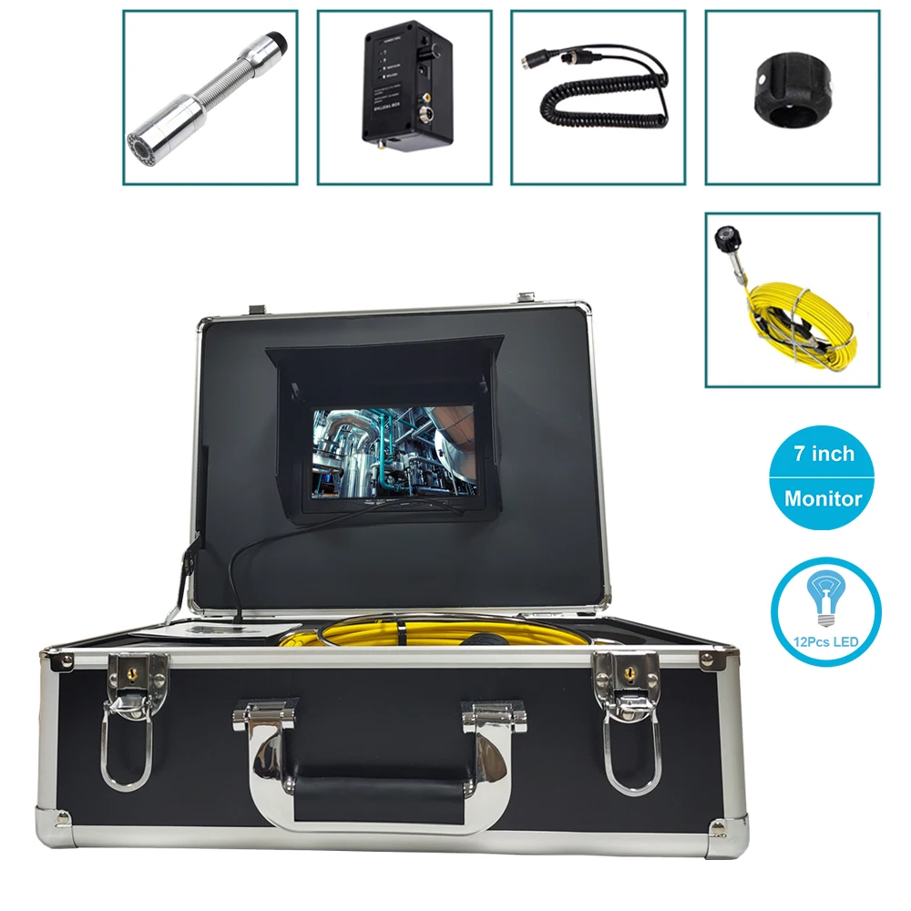 

Industrial Pipeline Inspection Swer Camera Pipe Endoscope 20/30/40/50m Cable 7inch LCD HD DVR Drain Detection System