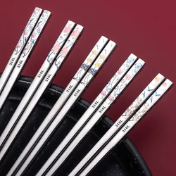 1 Pair 316L Stainless Steel Chopsticks Cherry Blossom Tableware Kitchen Dining Bar Home Garden Chinese Chopstick Holder Set