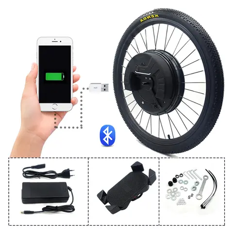 Kit de conversão de bicicleta elétrica 7.2 ah bateria kit de motor de bicicleta elétrica roda dianteira com freio a disco app/display led 36v 350w 26 -29 polegadas