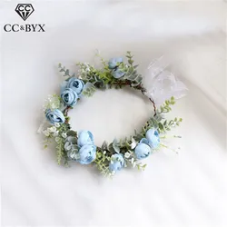 CC Flower Headbands Hairband Jewelry Wedding Hair Accessories for Women Bride Party Beach Hairwear 100% Handmade Wreath mq046
