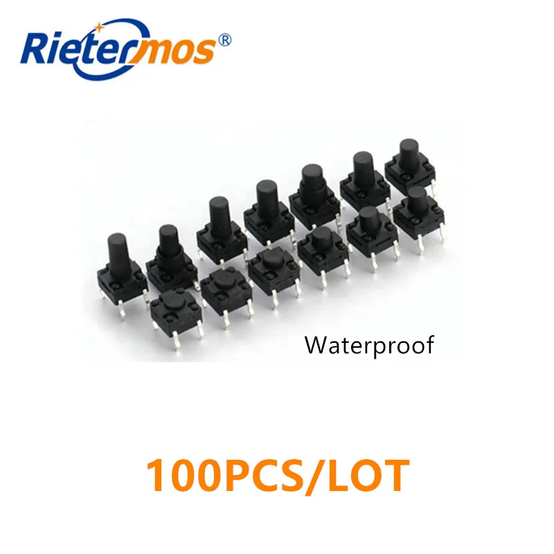 100 stücke 6x6 wasserdicht dip tap schalter 4Pin schlüssel schalter 4Pin vertikale wasserdichte tap schalter Verschiedenen höhen verfügbar