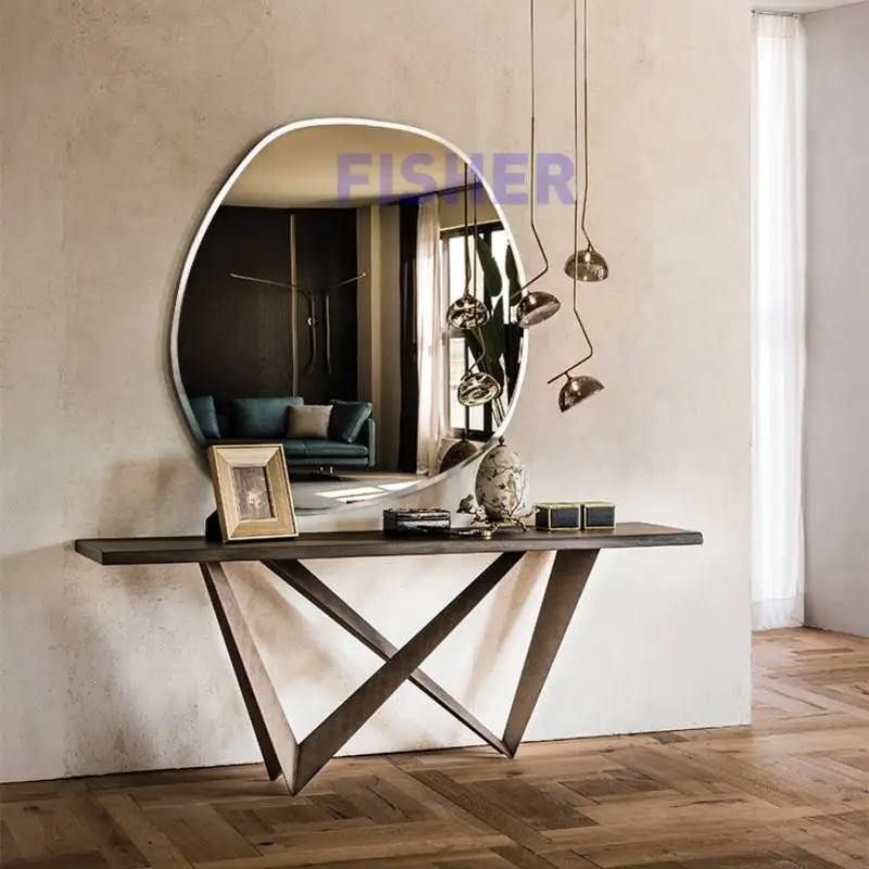 Nordic Bathroom Mirror Model Room Wall Mirror Designer Recommended Hallway Mirror Frameless Makeup Mirror Shaped Decorative