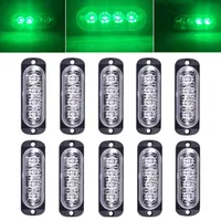 Luces LED de piezas para coche, luz estroboscópica intermitente de advertencia de peligro, color verde, 12V-24V, 10 unidades