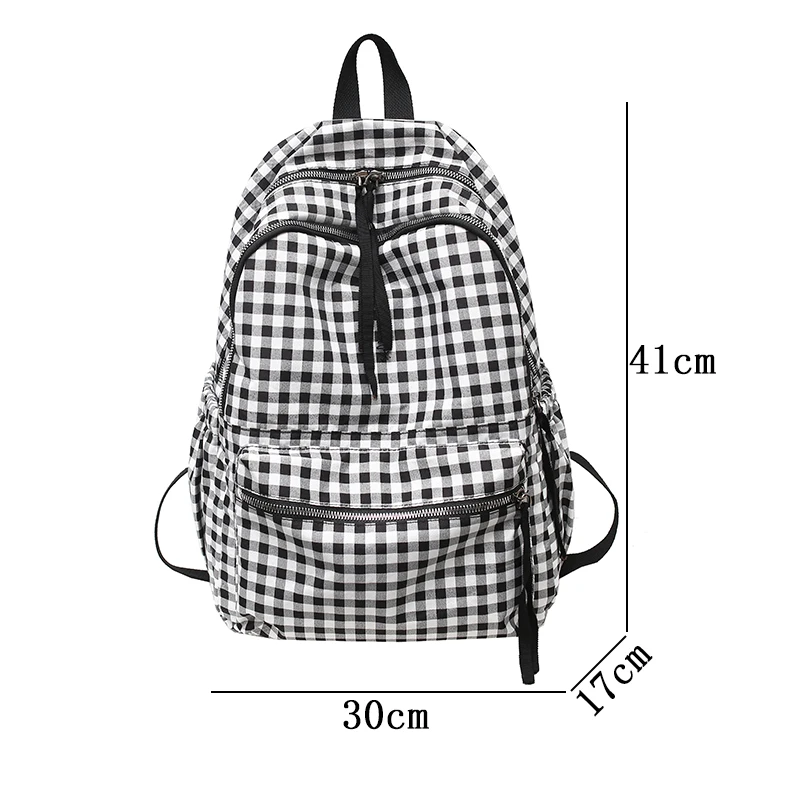 School Backpacks Plaid Pattern Women\'s Backpack Fashion College Students School Bags for Girls Teenager Casual Female Schoolbag