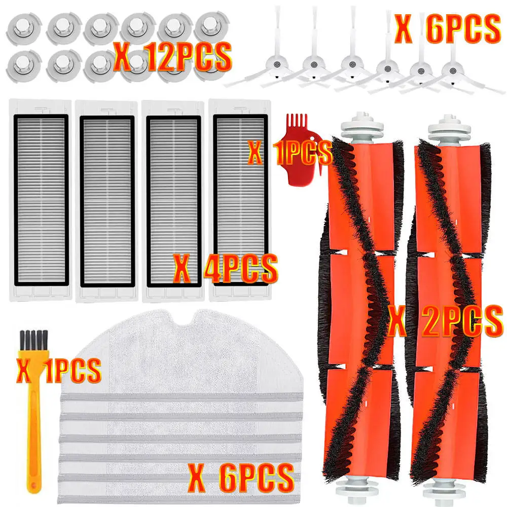Комплекты аксессуаров для xiaomi Roborock S50, S51, E25, S5, E20, C10, Roborock, робот-пылесос, тряпки, фильтр, боковая щетка, рулон щетки