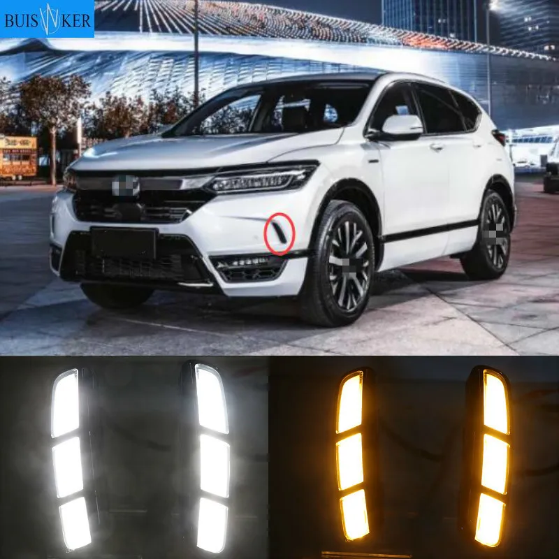 

1Set led For Honda BREEZE 2020 DRL Daytime Running Light DRL with yellow turn signal fog lamp Relay Daylight