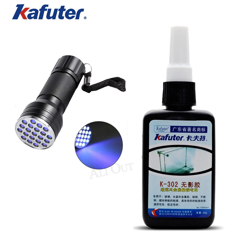 Strong 50ml Kafuter UV Glue UV Curing Adhesive K-302+21 LED UV Flashlight UV Curing Adhesive Crystal Glass and Metal Bonding