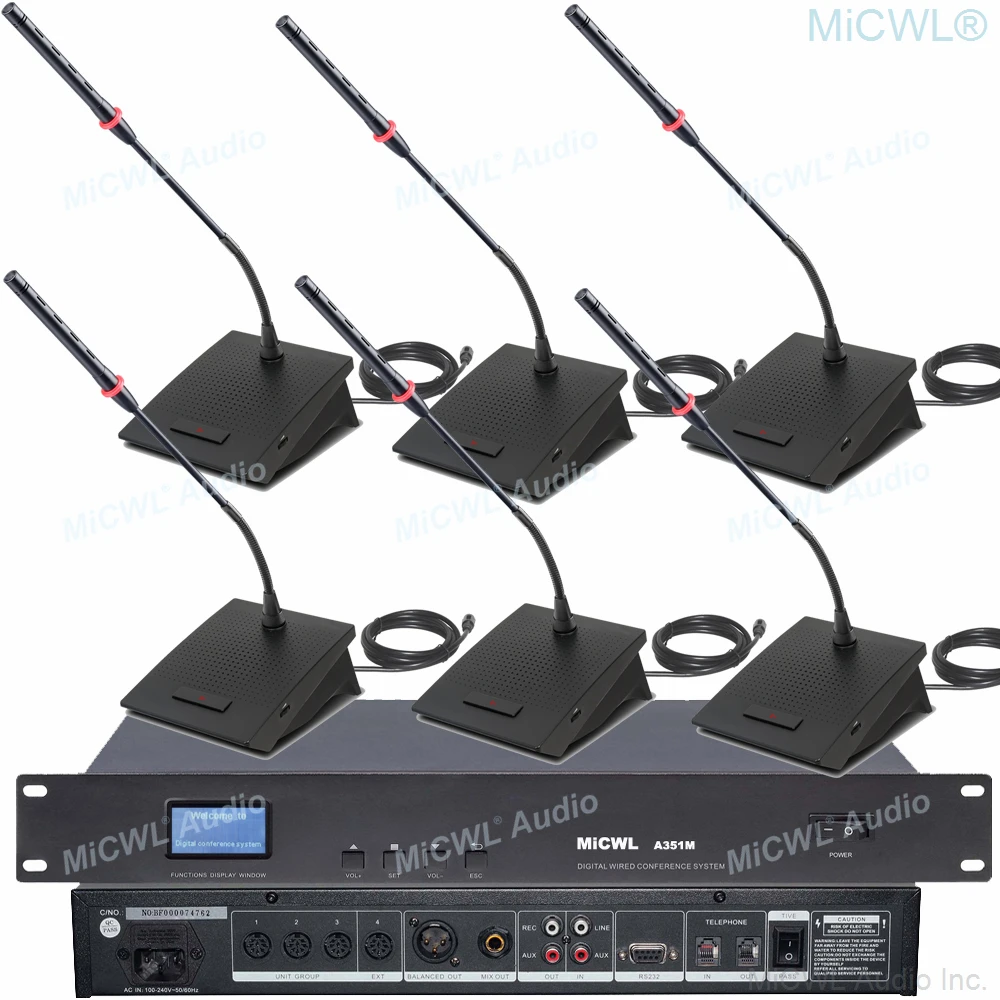 Pro 35pcs Microphone Desktop Conference Digital System Gooseneck Wired 1 Master 34 Desk Strong 3x10m Cable