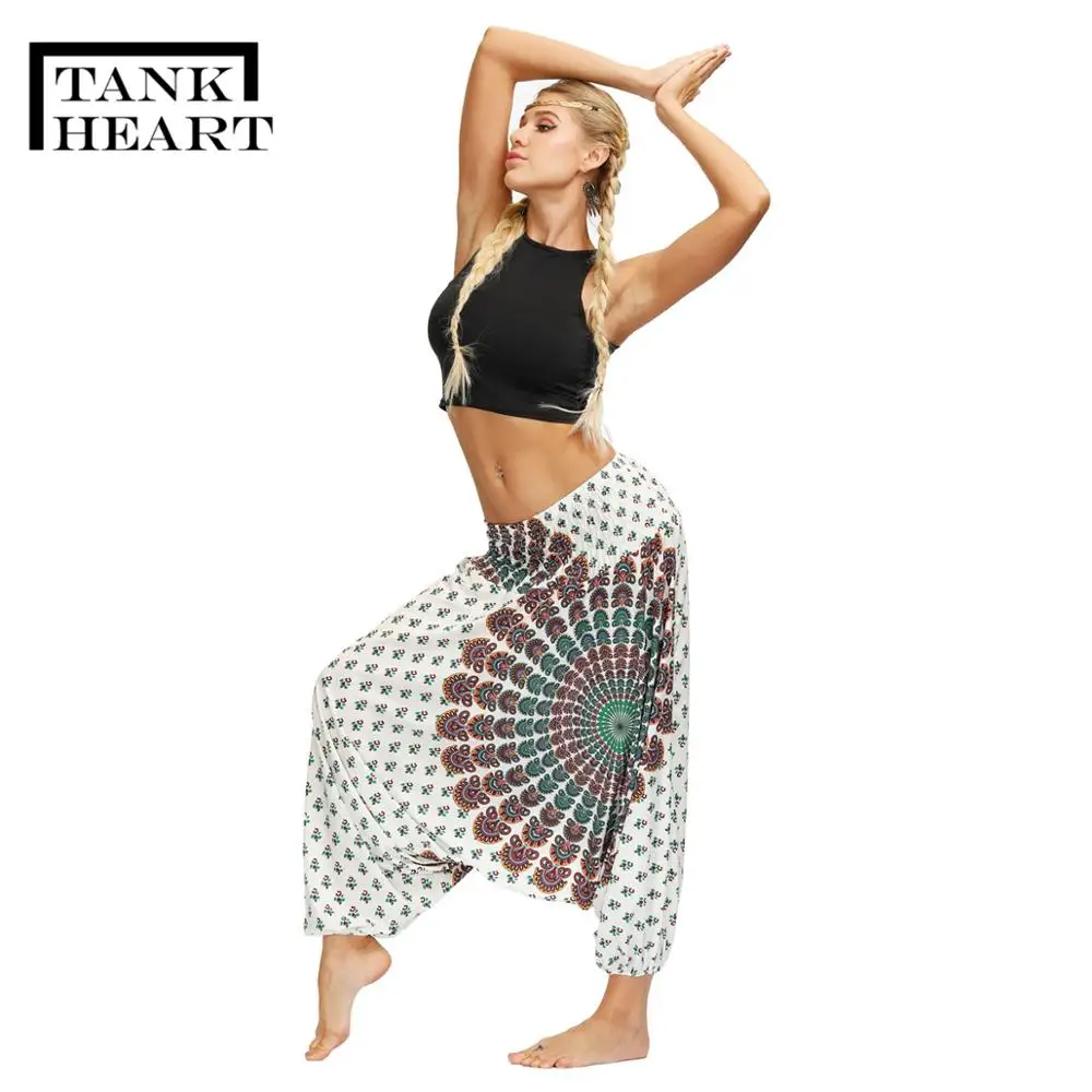 Printed High Waist Women Yoga pants Blend Bohemia Colorvalue Multicolor Print Long Yoga Pants Indian Loose Comfy Harem Trousers