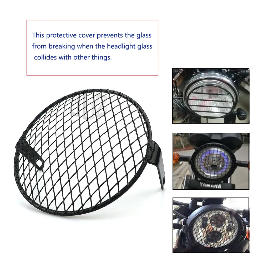 6inch Motorcycle Universal Vintage Headlight Protector Retro Grill Light Lamp Cover For Cafe Racer Harley Ducati Chopper Benelli