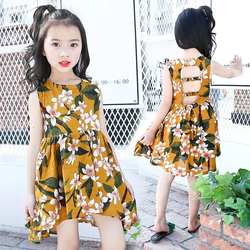 

Children's Dress for Girls Summer 2020 Toddler Kids Sleeveless Bohemian Beach Dress Children Clothes 3 4 5 6 7 8 10 12 14 Years