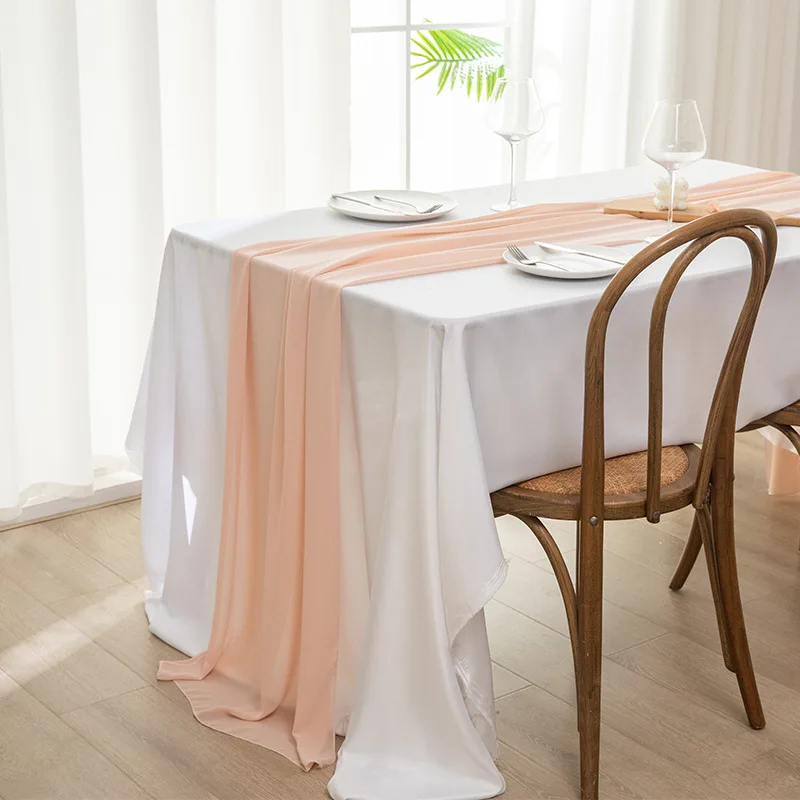 Beautiful Soft Chiffon Table Runner Tablecloth Wedding Bridal Party Home Decor Chair Sash Party Decoration Banquet Supplies 1pc