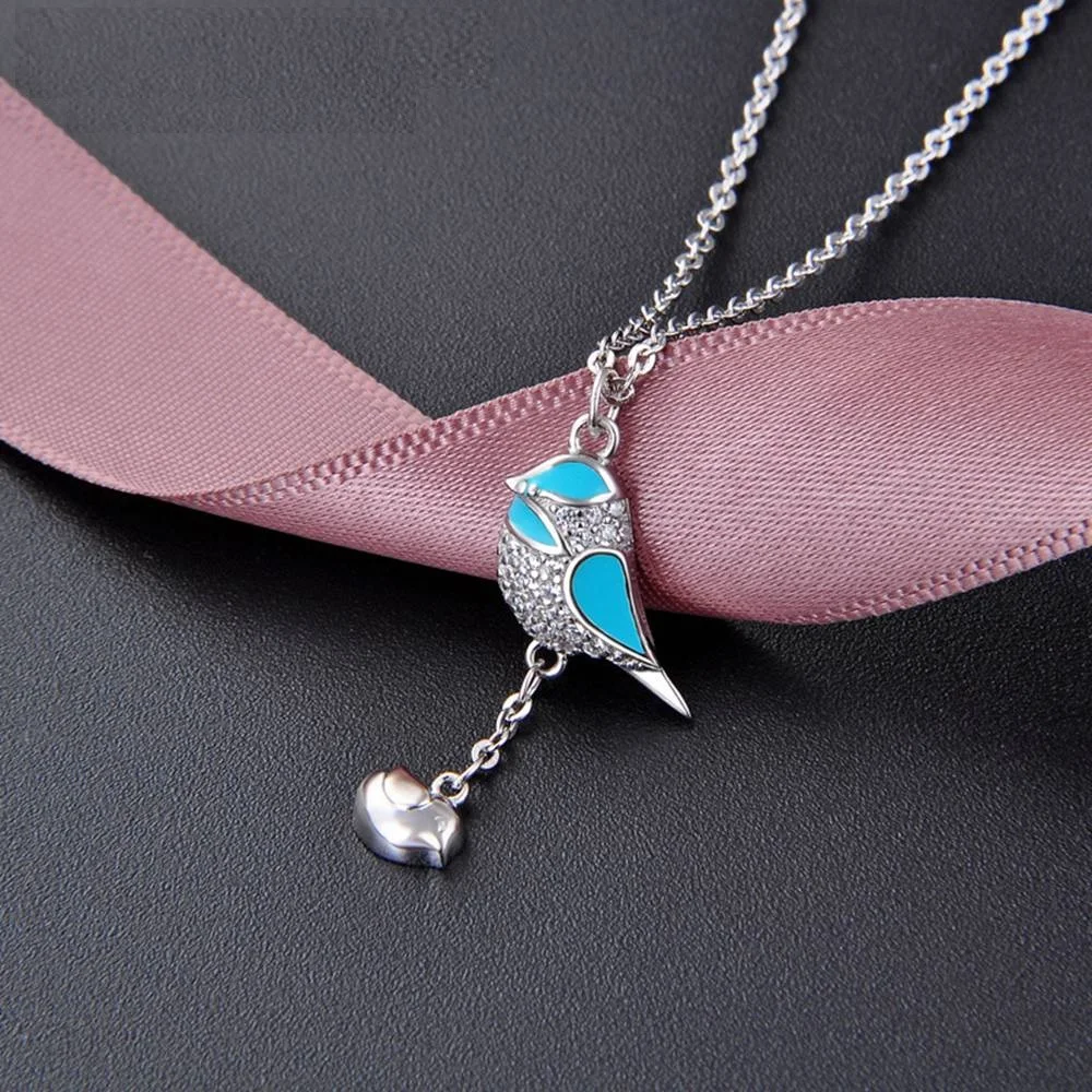 Fashion Temperament Collarbone Chain 42+5CM S925 Silver Set Zircon Creative Personality Lovely Bird Pendant Women's Necklace