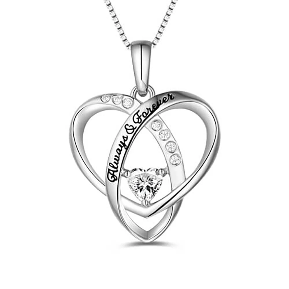 Uonney Dropshipping Personalized Heart Necklace Always Forever Birthstones Necklaces Wonderful Birthday Valentine Gift For Women