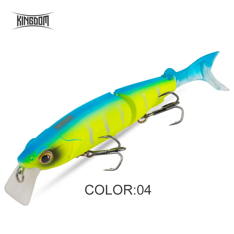 KINGDOM Minnow-Köder mit mehreren Gelenken, 120 mm, 17,5 g, schwimmende Oberfläche, harte Köder, Minnow-Swimbait, Forelle, harte Wobbler, weicher T-Schwanz-Köder