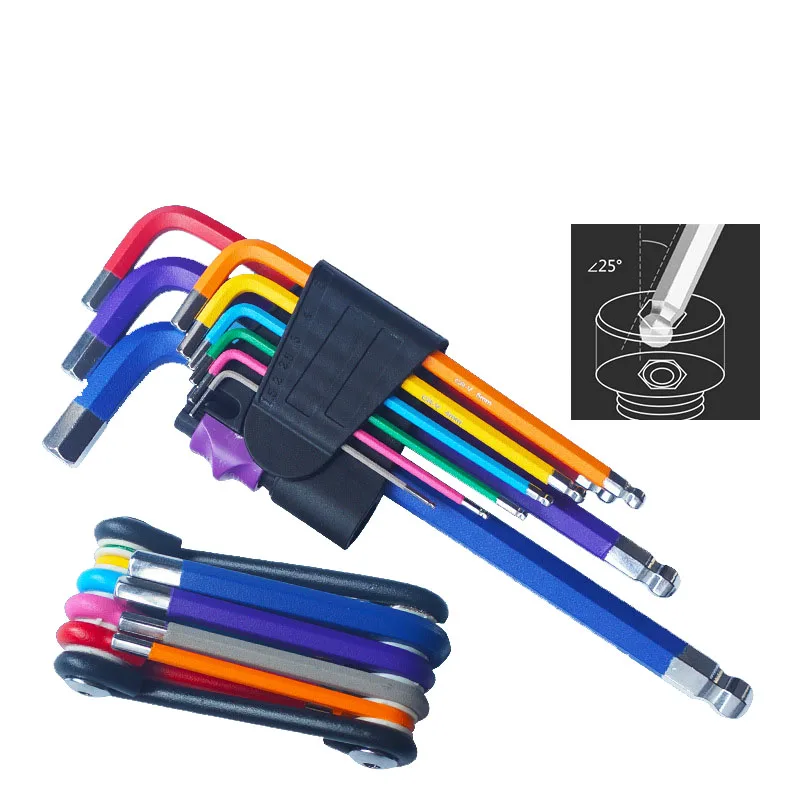 

9Pcs Color Allen Wrench Hex Wrench Screwdriver Set Hexagon Spanner Universal Ball End Torx Star Keys L Type Hand Tools Kit