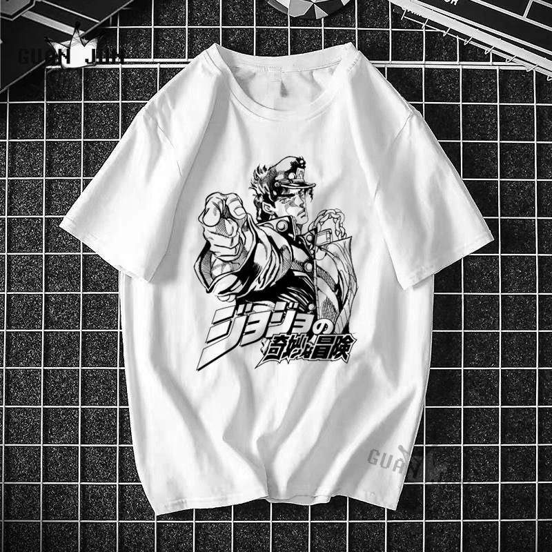 Jojo Bizarre Adventure T-Shirt Men Camiseta T Shirt Fashion 80s 90s Harajuku Japanese Anime Tee Shirt Plus Size Man\'s T-Shirt