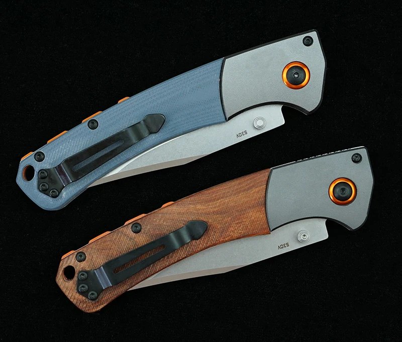 LEMIFSHE-cuchillo plegable BM15080, hoja S30V, aleación de aluminio + mango de madera, herramienta EDC de supervivencia para acampar al aire libre