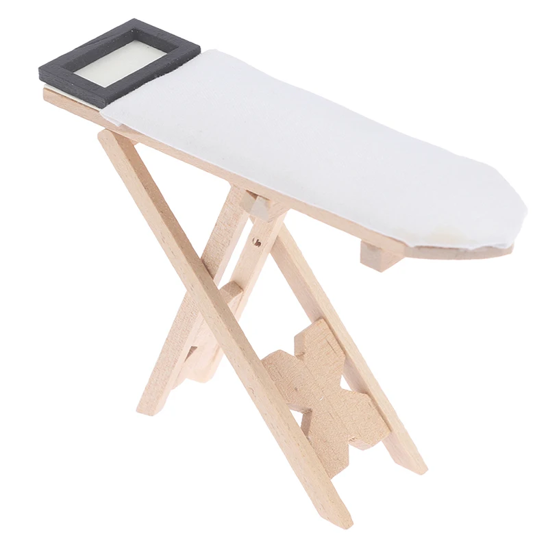 1:12 بيت الدمية الحرفية الصغيرة الخشب الأبيض لوحة الكي المشهد اكسسوارات دمية أثاث مصغر لعبة الحديد أو الكي