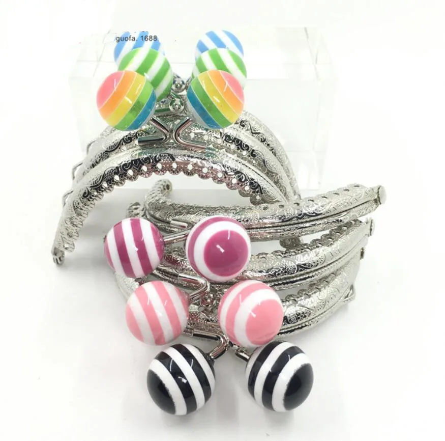 30pcs/20pcs/10pcs 8.5CM stripe Candy head Bag Kiss Clasp semicircle Metal Coining Pattern Purse Frame DIY Bag Sewing Accessories