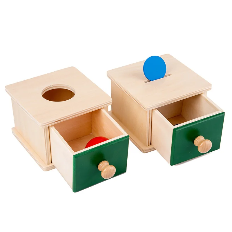 

Montessori Imbucare Box with Coin Ball Box Sensorial Toys Montessori Sets Educational Toy Infant Toddlers Box 12 Month Boy Girl