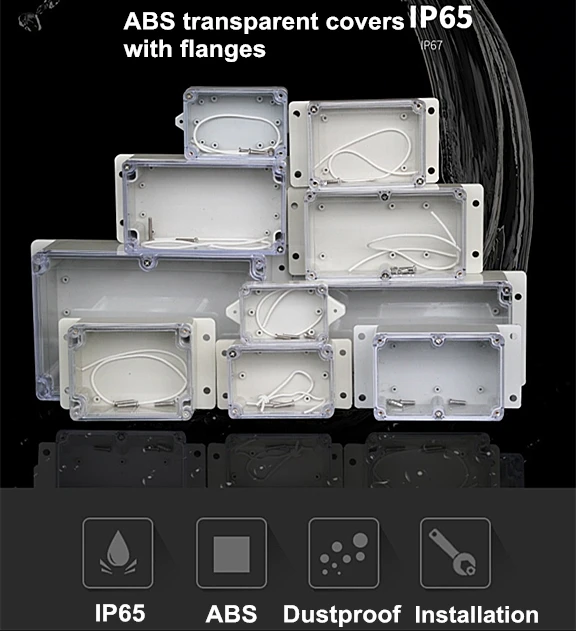 IP66 83*58*33mm Electrical Waterproof Plastic Junction Case Terminal Block Box With Flanges Project Enclosures For PCB Outdoor