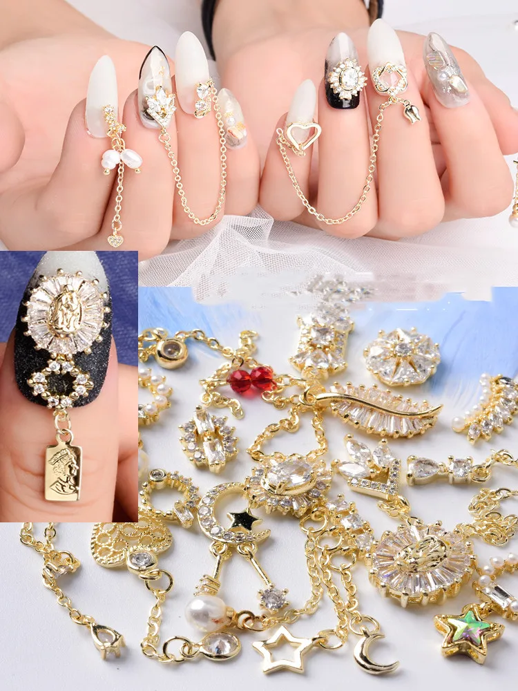 10pieces 3D metal Zircon Nail art jewelry japanese nail decorations top quality zircon crystal manicure zircon diamond charms