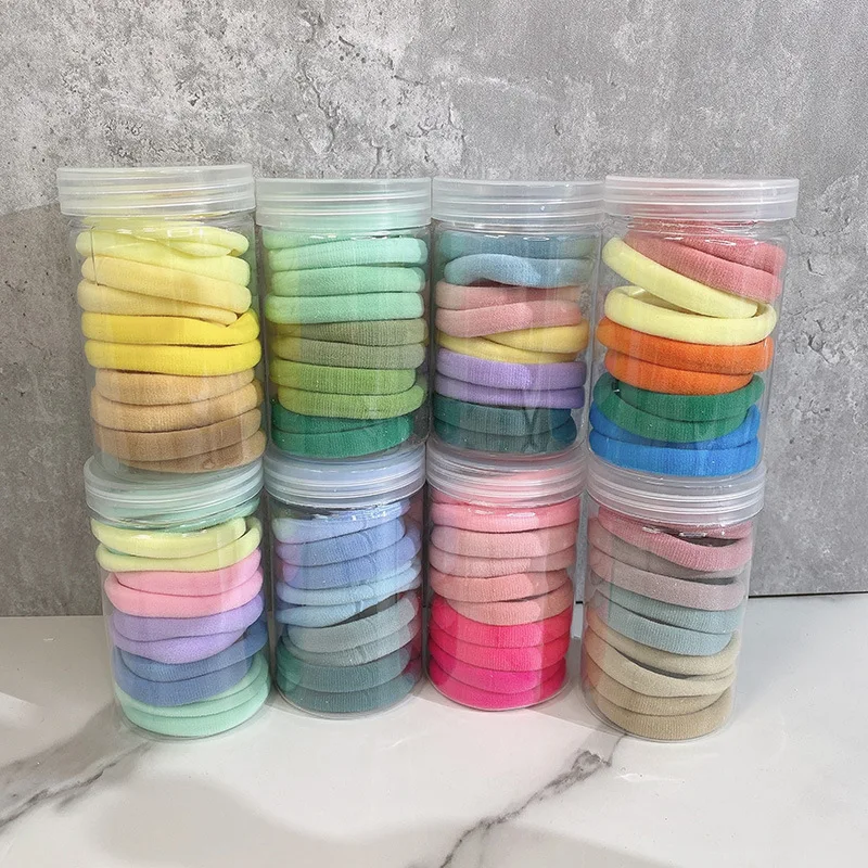 10Pcs Plain Seamless Nylon Elastic Rubber Bands Mix Candy Color Hair Bands Hair Tie Ponytail Scrunchies No Crease Comfy Ropes