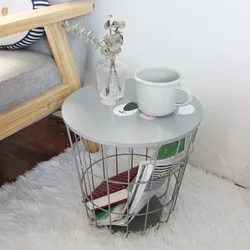 children ins Northern Europe style Modern Gold Round Wire Metal Storage Basket Balcony Corner Tea Table-Dropship