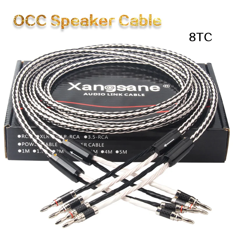 

8TC single crystal copper OCC audio hifi speaker cable amplifier speaker cable hifi Banana plug- Banana plug Y plug FEP quilt