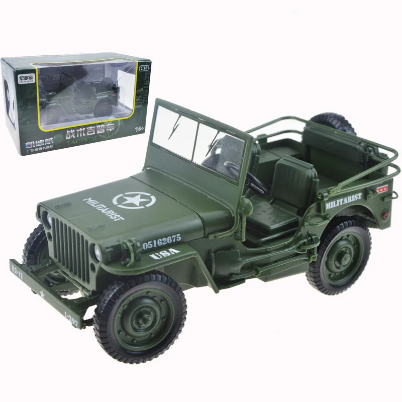 1/18 Scale Metal Alloy Tactical Vehicle Model Vintage Off-road Model Toys Decoration Gift Collections