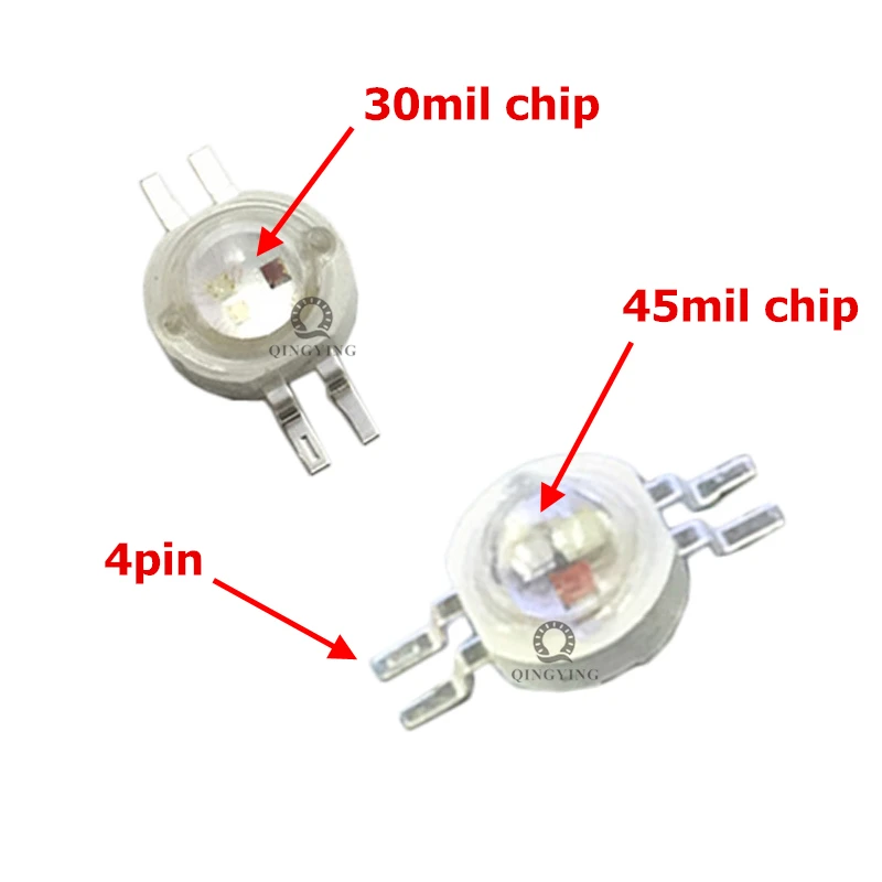 5pcs-20pcs 1W 3W LED RGB High power LED Lamp bulb 4pin 6pin 30mil 45mil Red Green Blue Chip stage lamp chips Excellent Quality