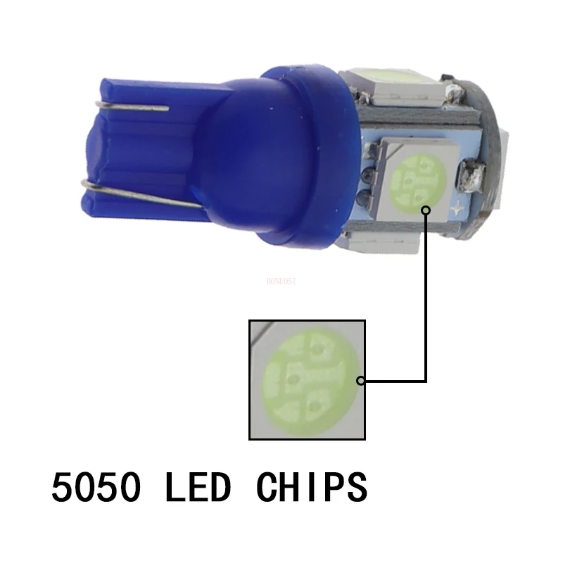 10PCS T10 5050 5 SMD SMD 194 168 W5W 3V 6V  8VDC 5 LED Light Bulb Clearance Light Wedge Lamp Car Styling