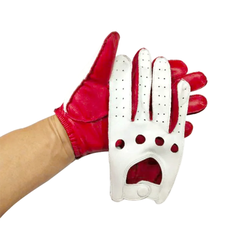 CART TIGER-Gants de conduite en cuir pour hommes, peau d\'agneau souple, fins, à la mode, poignet court