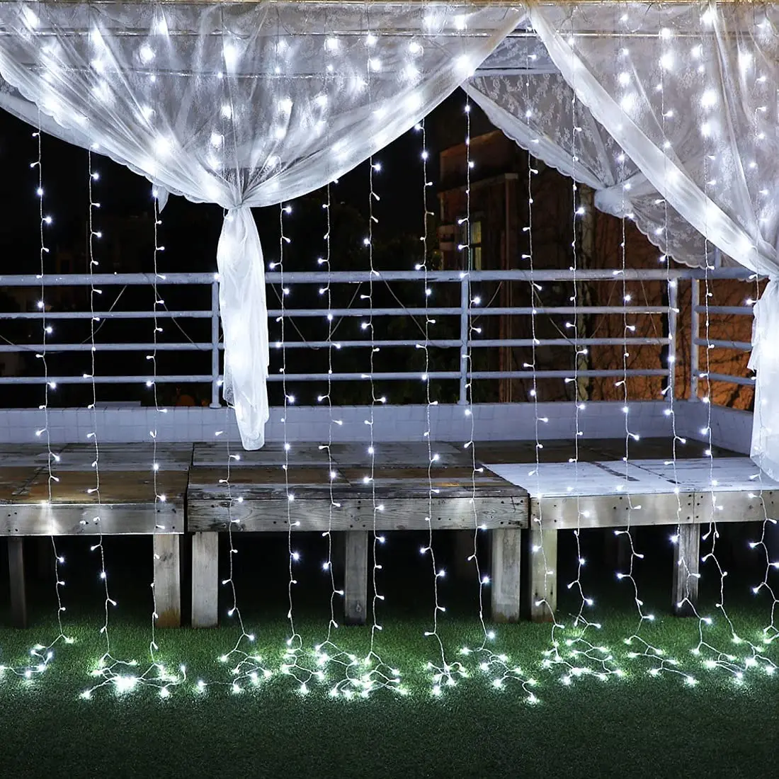 

Upgrade LED Fairy Christmas Curtain Icicle String Lights 3M*1/2M Plug Powered 8 Modes Decoration Party Garden Wedding Outdoor