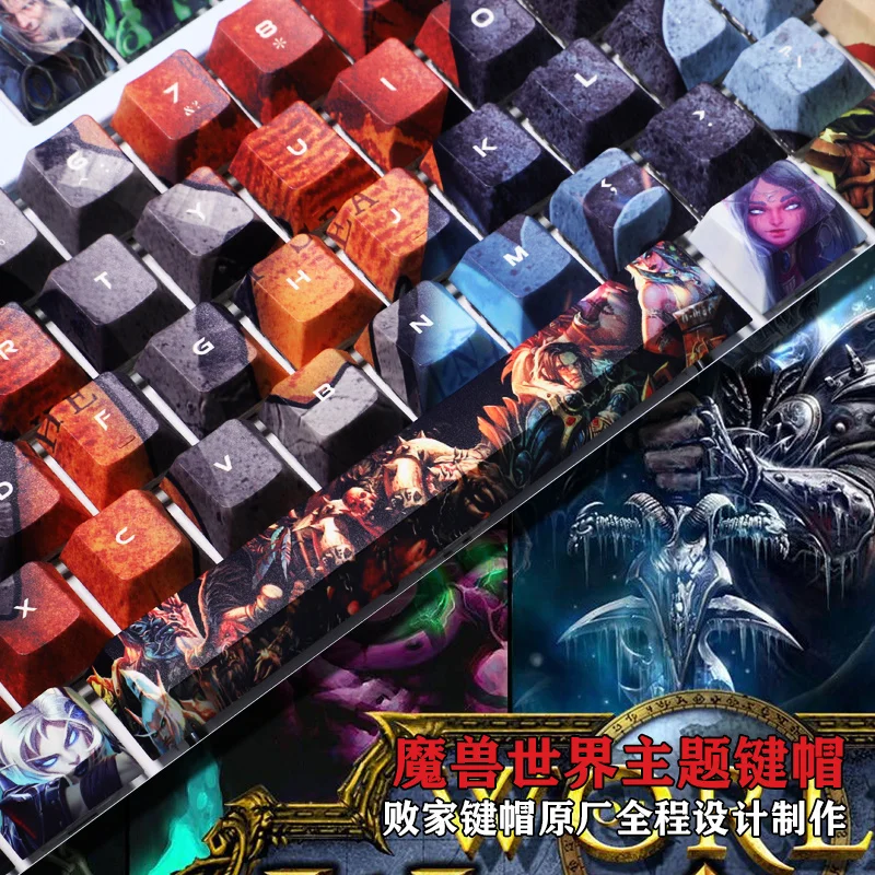 1 Set PBT 5 Côtés Sublimation Keycaps Bidimensionnel Anime Jeu Capuchons Pour WOW Cerise Profil Keycap