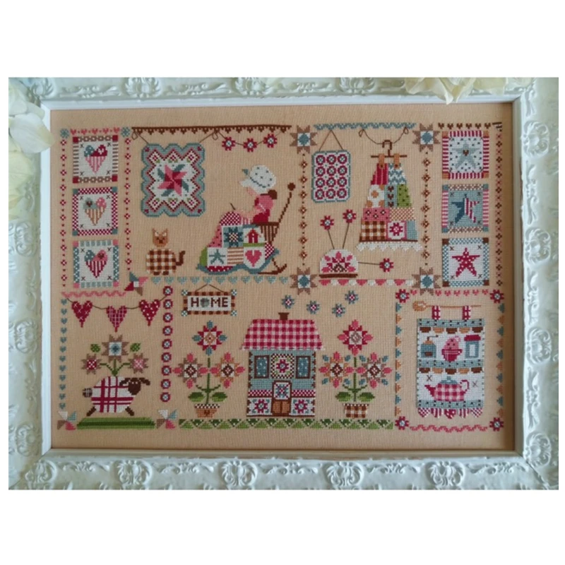 Patchwork town Cross-stitch embroidery sets pattern design 18ct 14ct 11ct flaxen linen canvas embroider DIY needlework