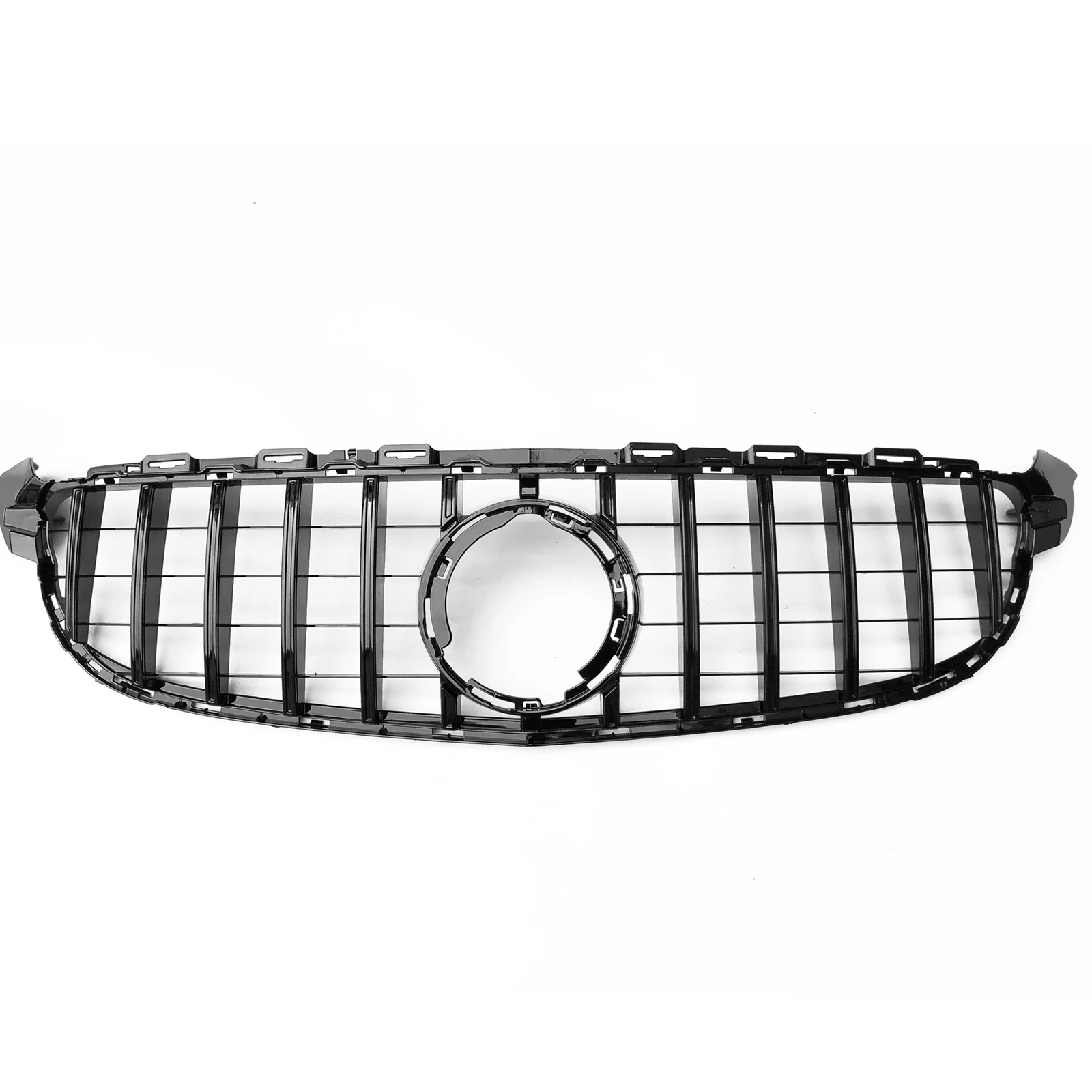 

For Mercedes Benz W205 C63 C63S AMG 2019-2021 Only GT Style Black/Silver Car Upper Bumper Hood Mesh Grill Front Grille Grid Kit