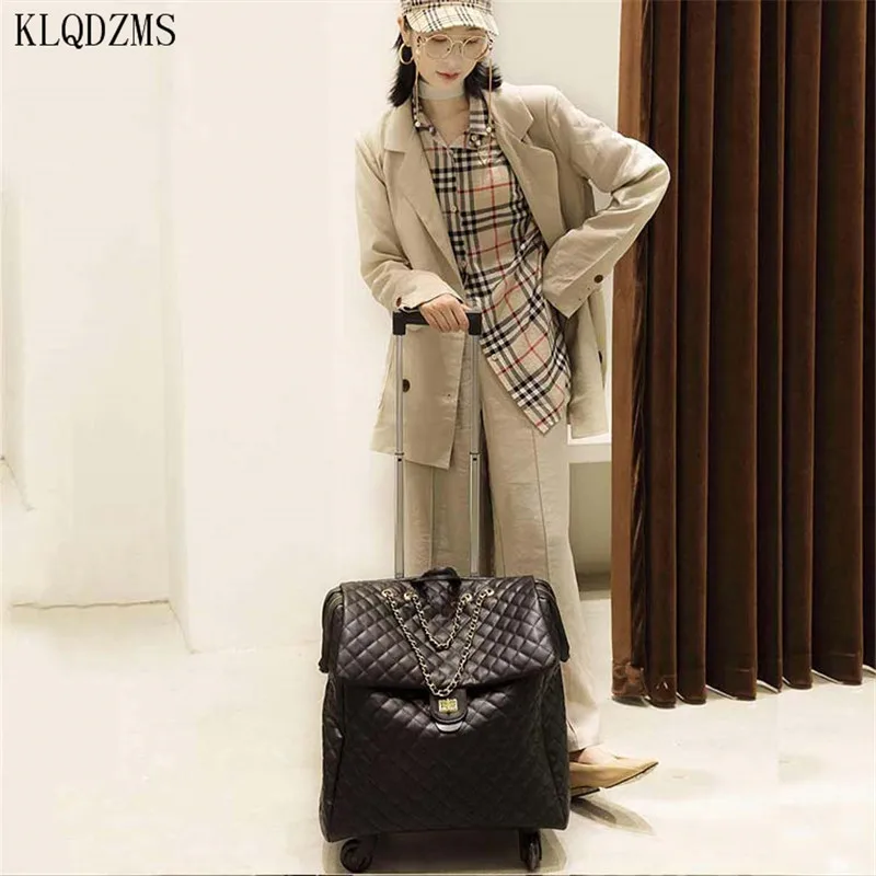 KLQDZMS Women  Classic Suitcases Travel Rolling With Wheels 18’’20 Inch Women Trolley Luggage Bag Fashion Style Travel Luggage