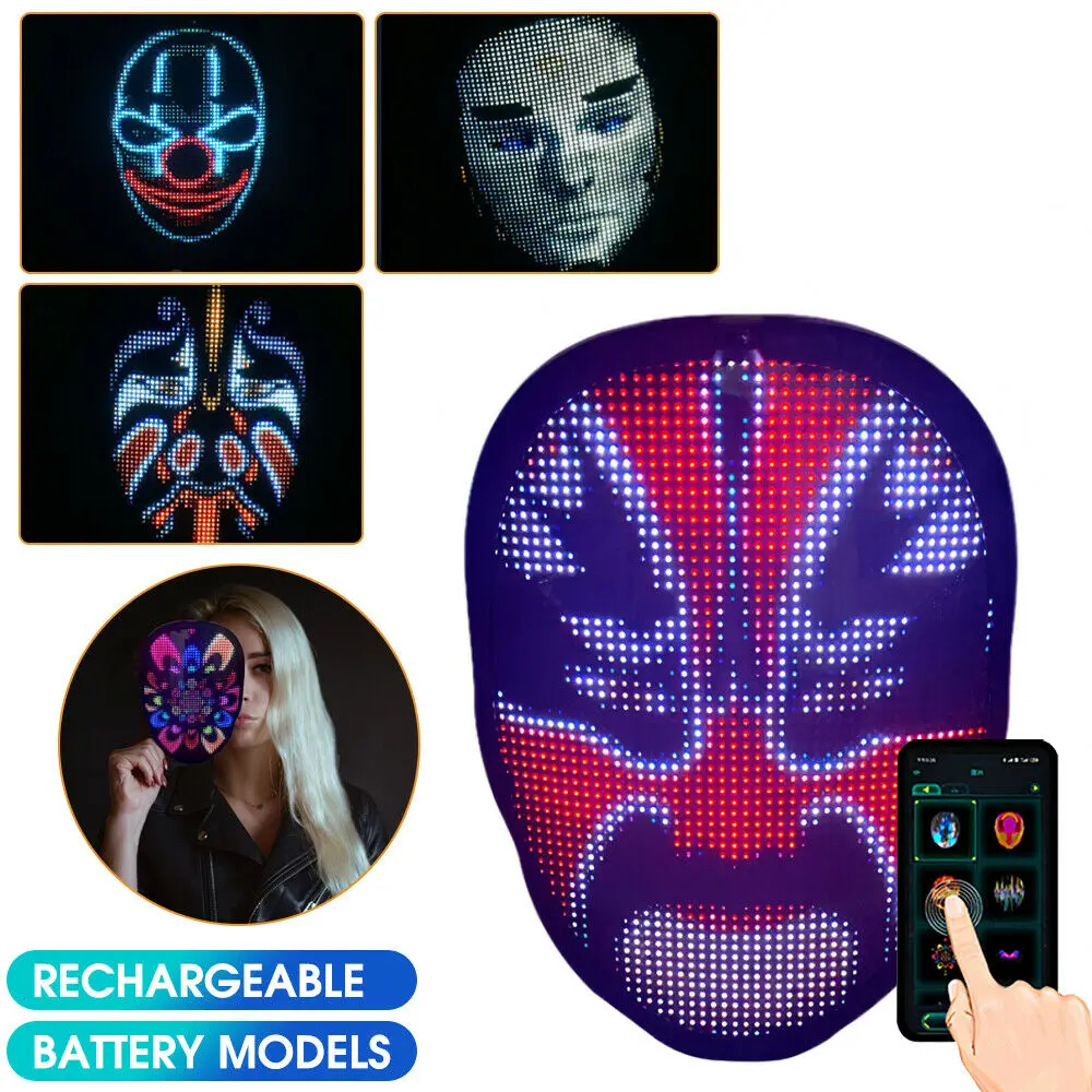 NEW App Control Mask LED-FULL Face Mask-New Larger Programmable Mask