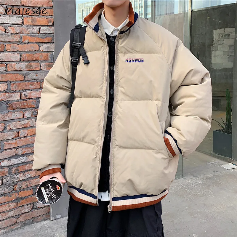 

Men Parkas Winter Mens Puffer Jacket Outwear Coat Windbreaker Warm Thick Teens Casual Preppy Ulzzang Unisex Couple Thermal Loose