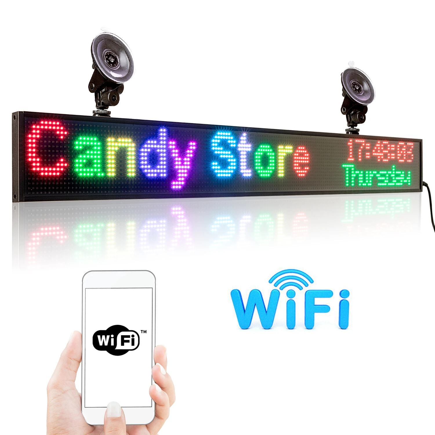 12V Car LED Sign 82cm P5 RGB SMD 2121 WiFi Car LED Display Board Indoor Time Countdown Scrolling Message Advertising Screen