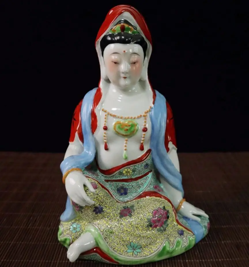 China seiko Pastel ceramic Guanyin bodhisattva crafts statue