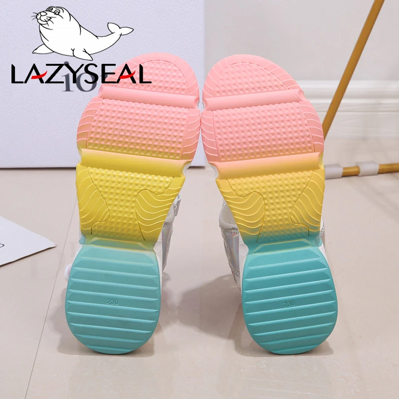 LazySeal Platform Sandals Female Summer 2020 Women Thick Bottom Rainbow Sole Hook & Loop Shoe Wedge With Open Toe Platform Shoes