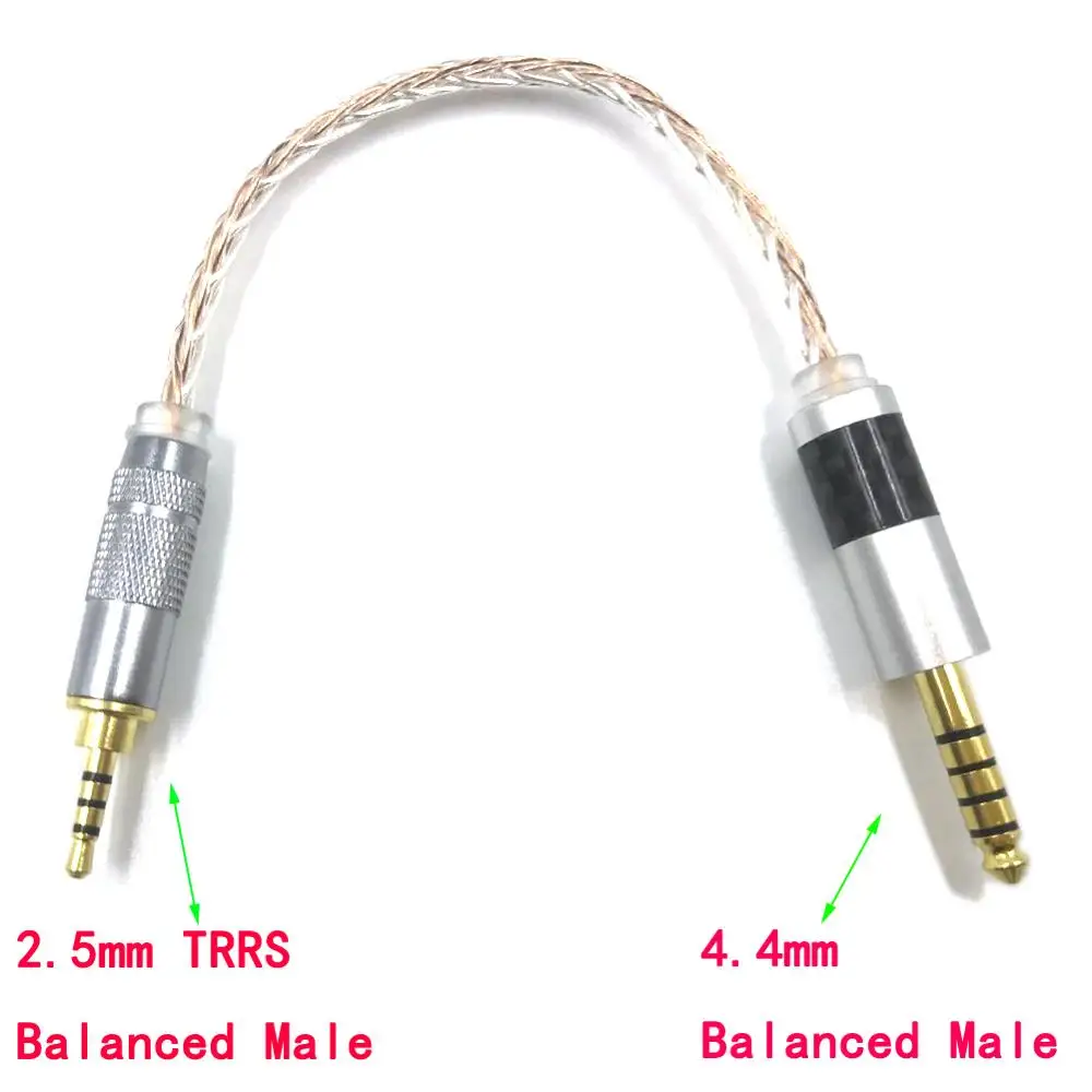 Haldane 2.5mm TRRS Balance maschio a 4.4mm Balance maschio 8 Croes singolo cristallo Cooper argento misto Audio maschio a maschio cavo Aux
