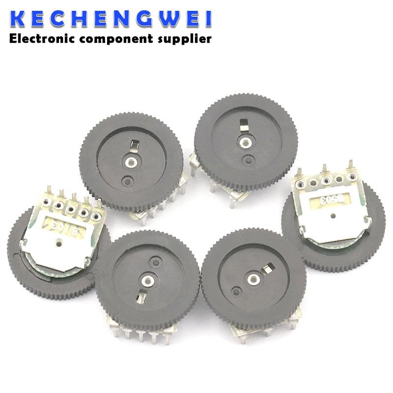 10pcs Double Dial Taper Volume Wheel Duplex potentiometer B102 B103 B203 B503 B104 1K 2K 5K 10K 20K 50K 100K 3Pin 5Pin 16*2mm