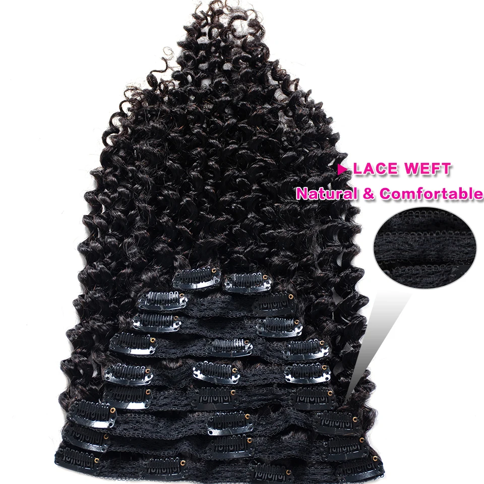 Tinashe Beauty Kinky Curly Clip In Human Hair Extensions For Black Women Brazilian 4C Kinky weave Clipins Natural Black 8 pcs