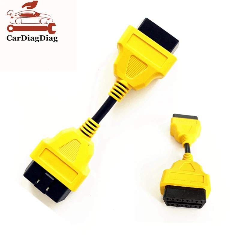 OBD 2 Extension Cable Yellow 13CM Male-to-Female Use 16-Pin OBD 2 Plug Extension Adapter Cable Connector Splitter