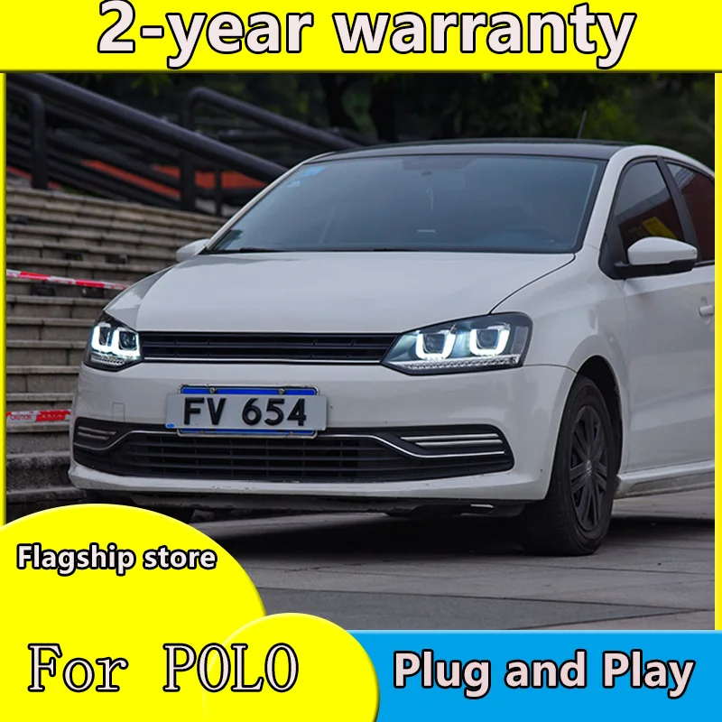 Car Styling 2009-2015 for VW Polo Headlights New Polo LED Headlight Cruiser drl Lens Double Beam H7 HID Xenon